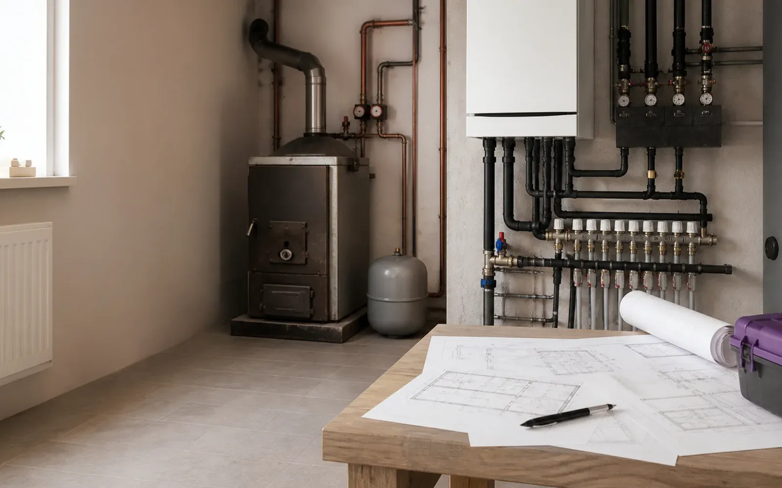 Istniejąca kotłownia przygotowana do oceny i modernizacji instalacji grzewczej